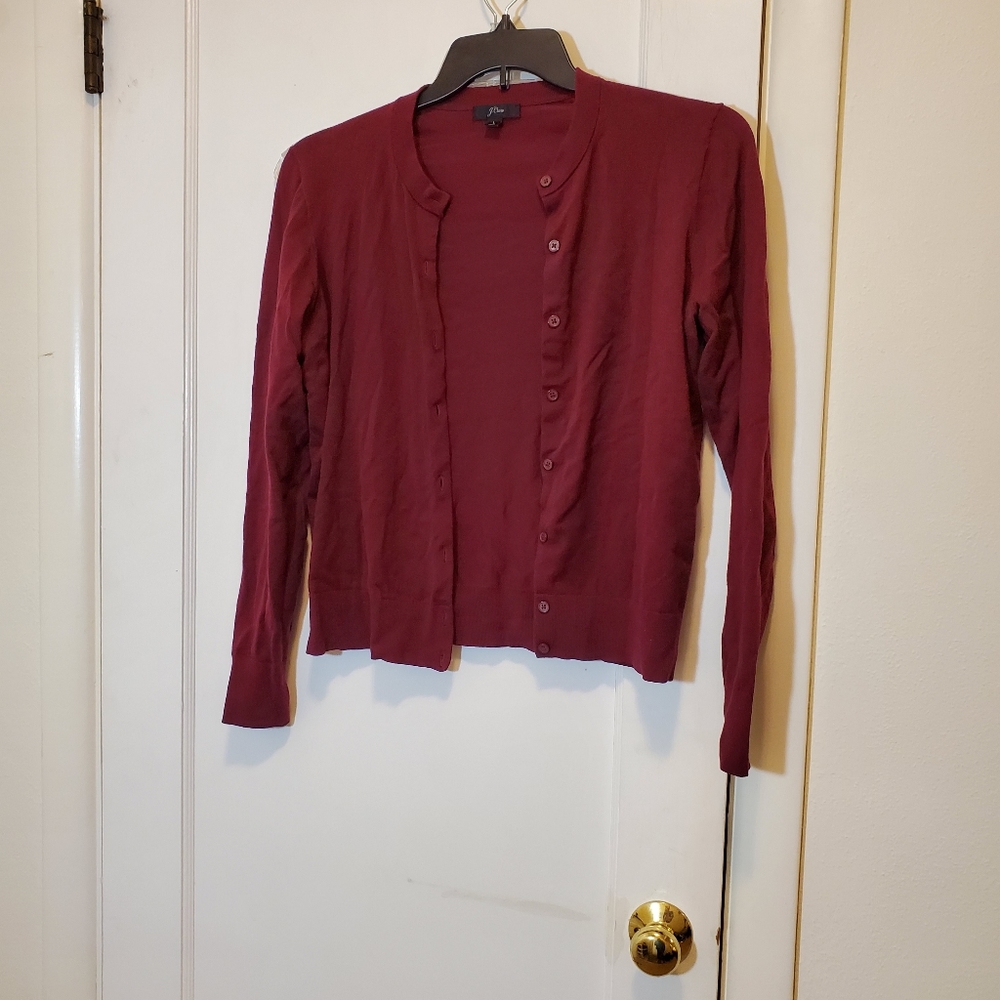 J. Crew maroon cotton cardigan